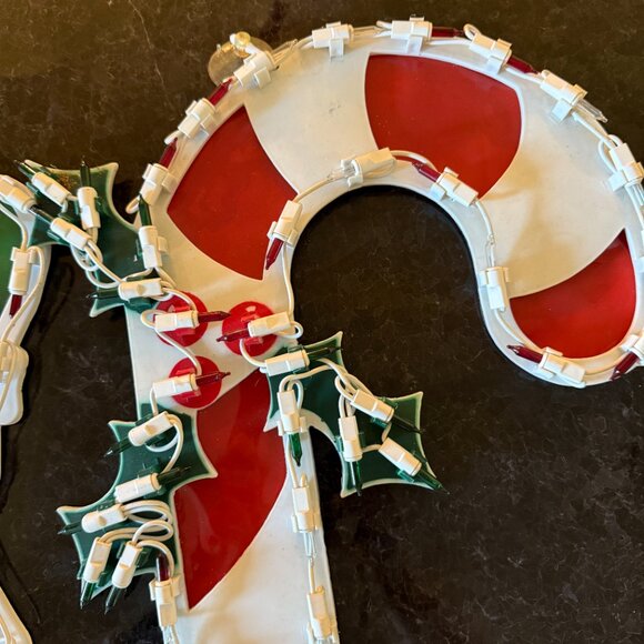 2PC VTG 2000 Impact Plastics Lighted Candy Cane Santa Claus Christmas Decoration - Picture 15 of 16